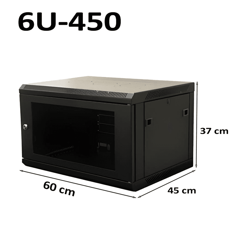 6U Wall Mount Network Rack Cabinet 600×450mm Lockable Black thumbnail 2