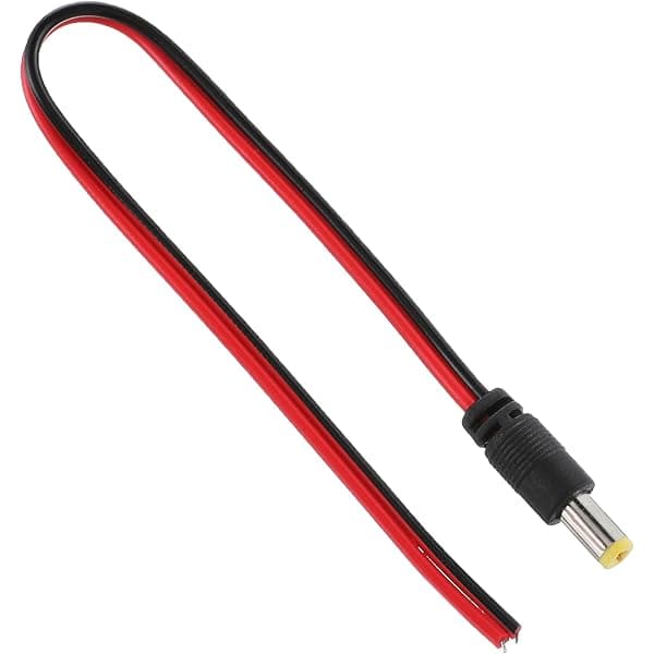 DC Male Red & Black Power Pigtail 15cm 5.5x2.1mm Barrel Plug CCTV