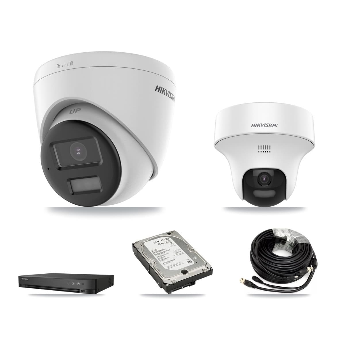 Hikvision 4-Channel 5MP CCTV Kit — 1 DS-2CE70K0T + 3 DS-2CE78K0T Turret Cameras + 5TB Recording (IDS-7204HUHI Recorder) - Image 1