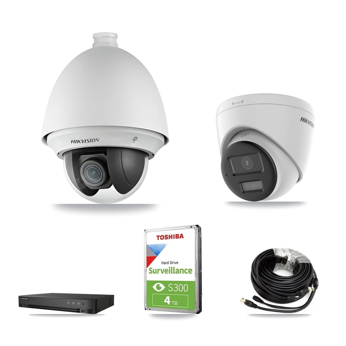 Hikvision 4-Channel 2MP – 4K CCTV Kit — 1 2MP PTZ + 1 4K Turret Cameras + 4TB Recording - Image 1