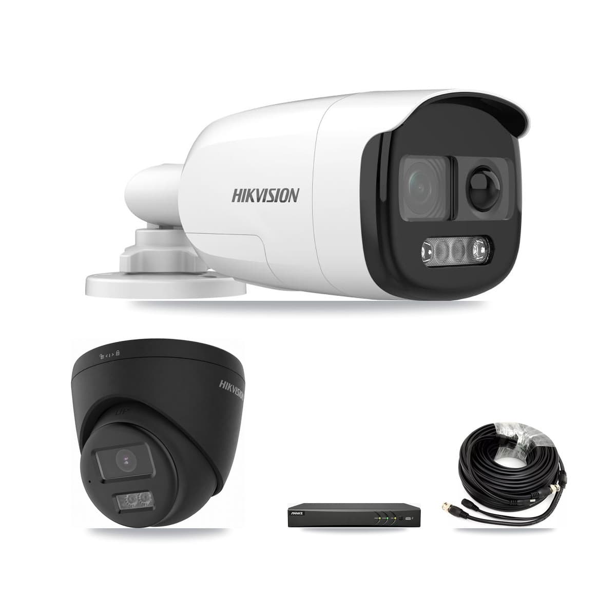 Hikvision & ANNKE 4-Channel 5MP – 4K CCTV Kit — 2 5MP Bullet + 2 Black 4K Turret Cameras + 8TB Recording - Image 1