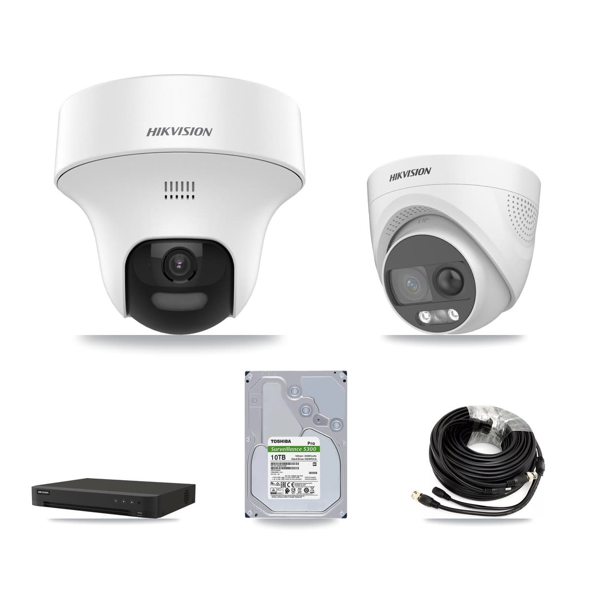 Hikvision 16-Channel 5MP CCTV Kit — 4 DS-2CE70K0T + 4 DS-2CE72KF3T Turret Cameras + 10TB Recording (IDS-7216HQHI Recorder) - Image 1