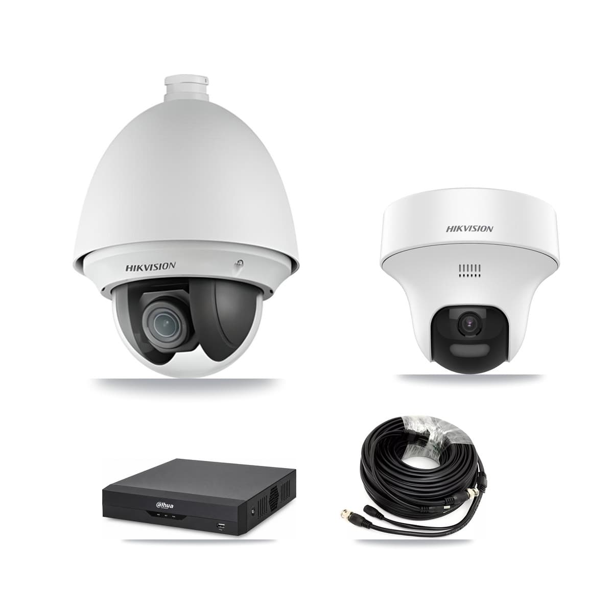 Hikvision & Dahua 4-Channel 2MP – 5MP CCTV Kit — 1 DS-2AE4225T 2MP PTZ + 1 DS-2CE70K0T 5MP Turret Cameras + 1TB Recording - Image 1