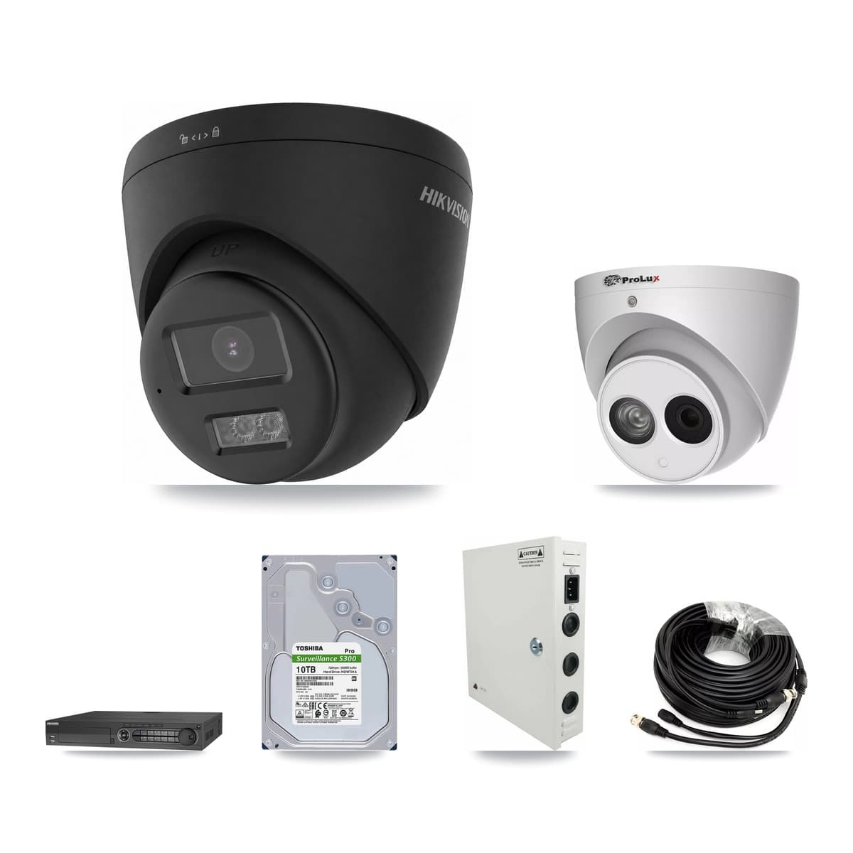 Hikvision & Prolux 32-Channel 4MP – 4K CCTV Kit — 15 Black 4K + 1 4MP Turret Cameras + 4× 10TB Recording - Image 1