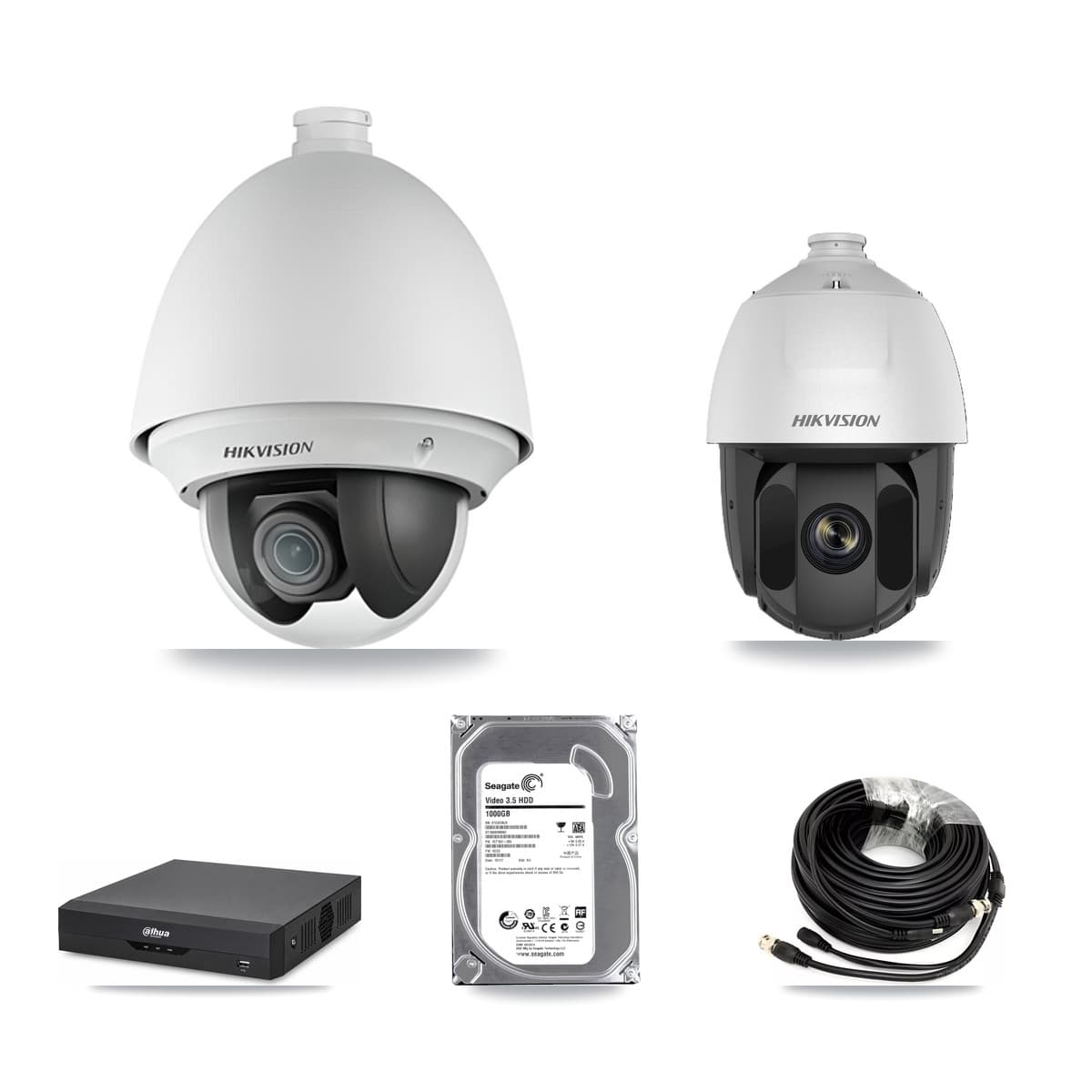 Hikvision & Dahua 4-Channel 2MP CCTV Kit — 1 DS-2AE4225T + 1 DS-2AE5225TI PTZ Cameras + 1TB Recording - Image 1