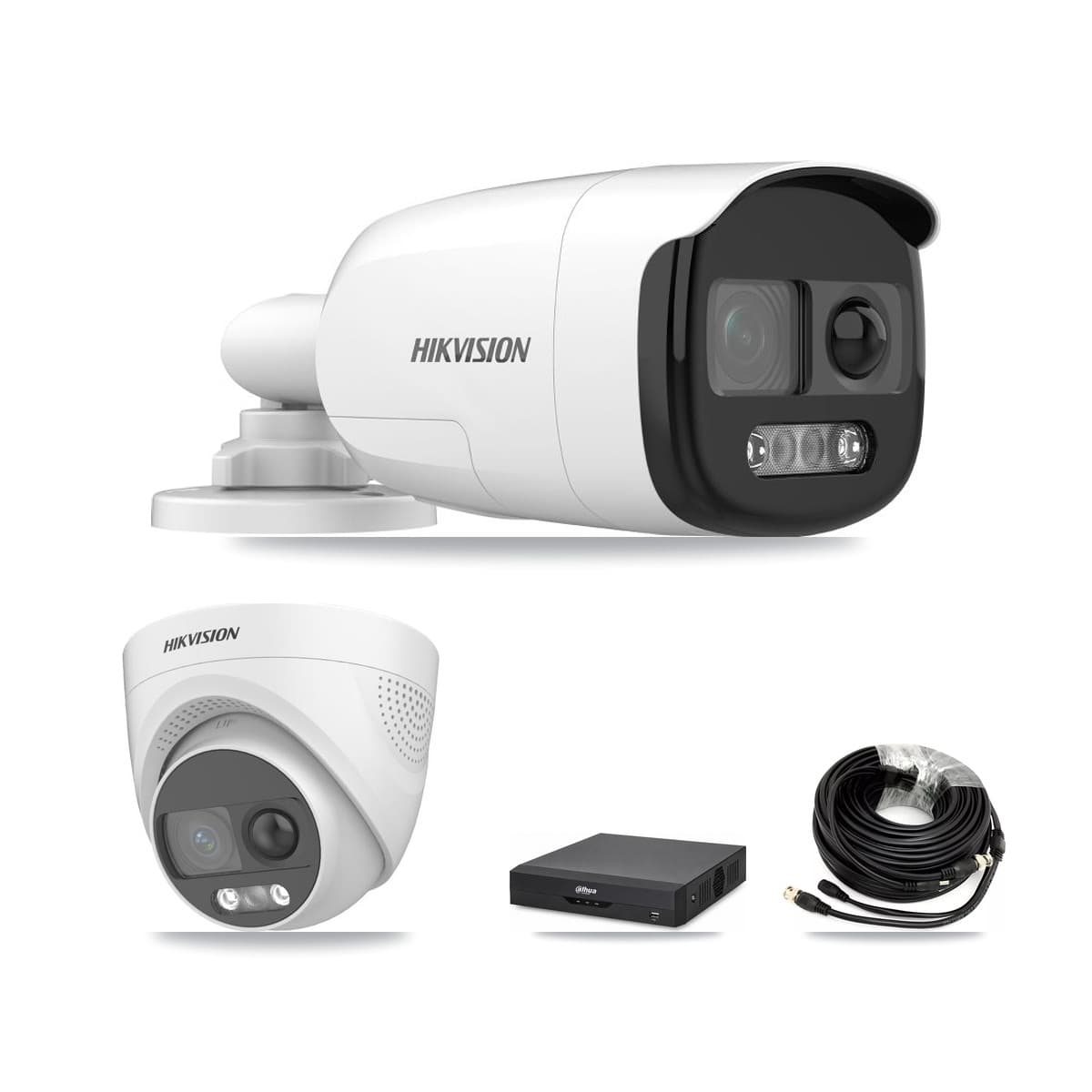 Hikvision & Dahua 4-Channel 5MP CCTV Kit — 1 DS-2CE12KF3T Bullet + 1 DS-2CE72KF3T Turret Cameras + 2TB Recording - Image 1