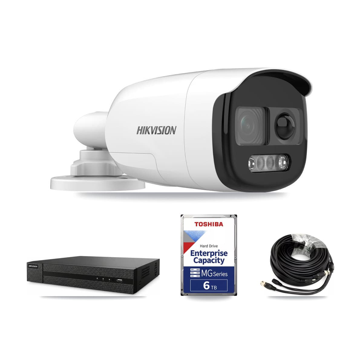 Hikvision 8-Channel 5MP CCTV Kit — 3 DS-2CE12KF3T Bullet Cameras + 6TB Recording (DVR-8CH Recorder) - Image 1