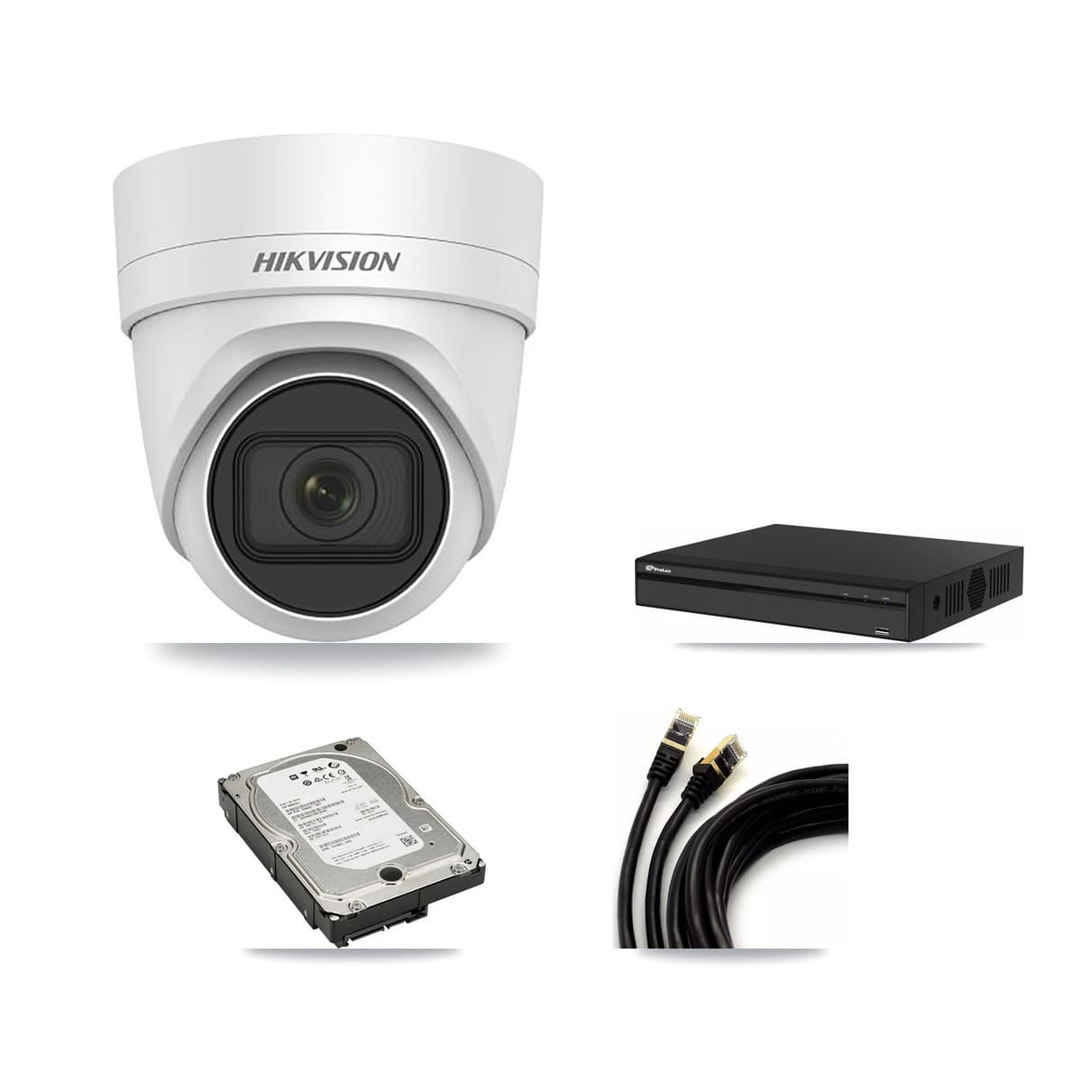 Hikvision & Prolux 4-Channel 4K CCTV Kit — 2 DS-2CD2H83G0 Turret Cameras + 5TB Recording - Image 1