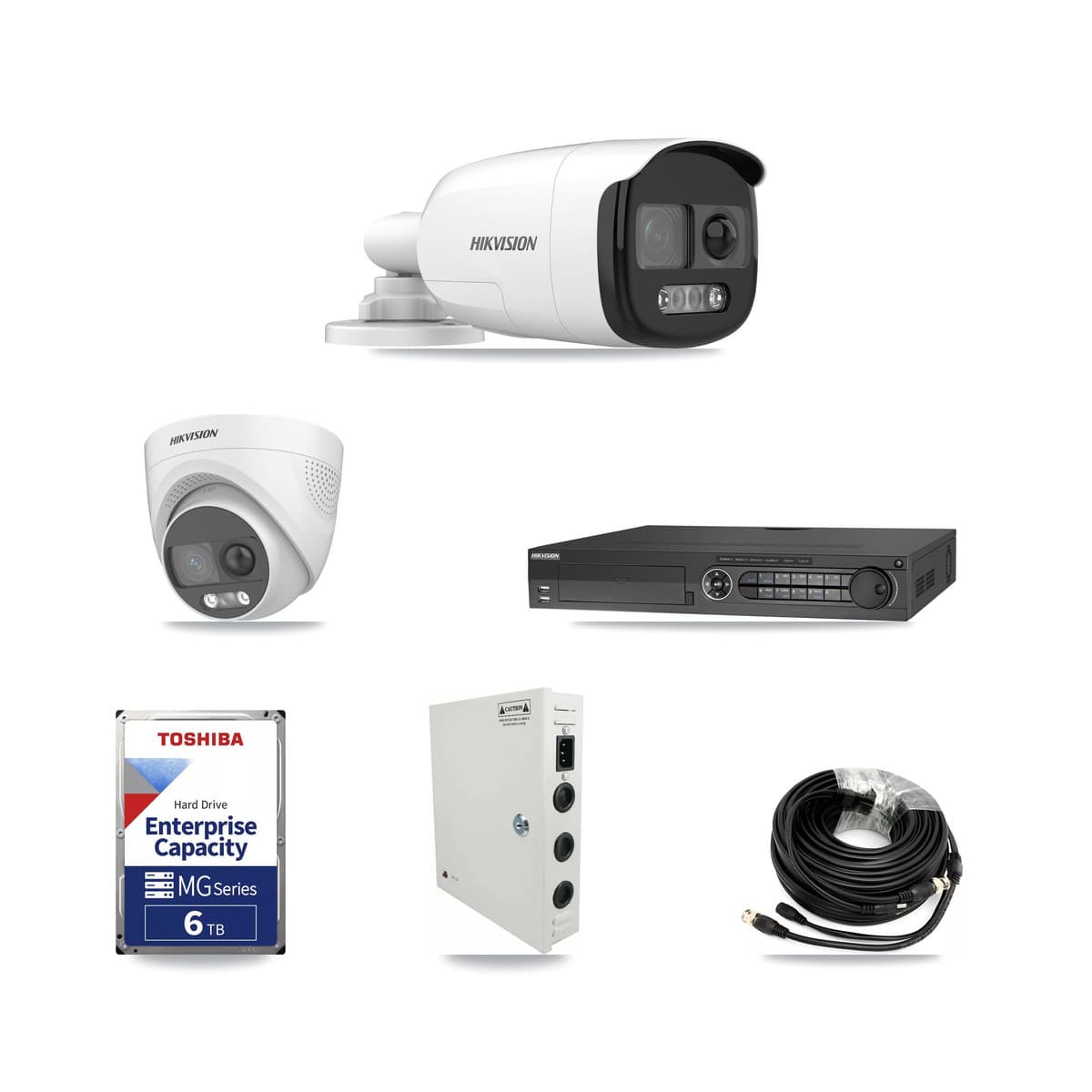 Hikvision 32-Channel 5MP CCTV Kit — 7 DS-2CE12KF3T Bullet + 7 DS-2CE72KF3T Turret Cameras + 3× 6TB Recording (IDS-7332HUHI Recorder) - Image 1