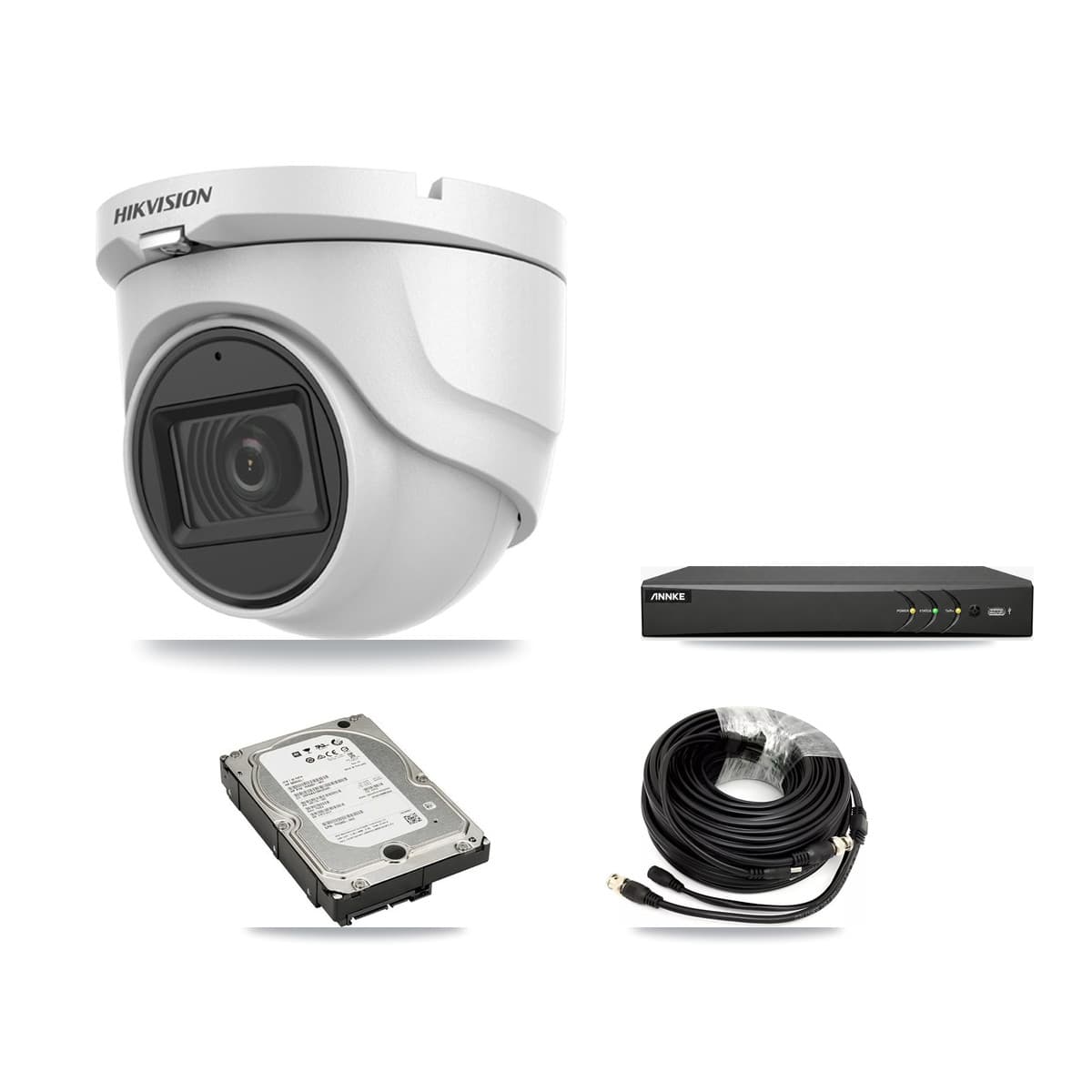 Hikvision & ANNKE 4-Channel 5MP CCTV Kit — 4 DS-2CE76H0T Turret Cameras + 5TB Recording - Image 1