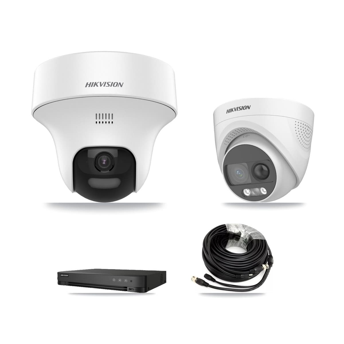 Hikvision 8-Channel 5MP CCTV Kit — 5 DS-2CE70K0T + 1 DS-2CE72KF3T Turret Cameras + 8TB Recording (IDS-7208HQHI Recorder) - Image 1