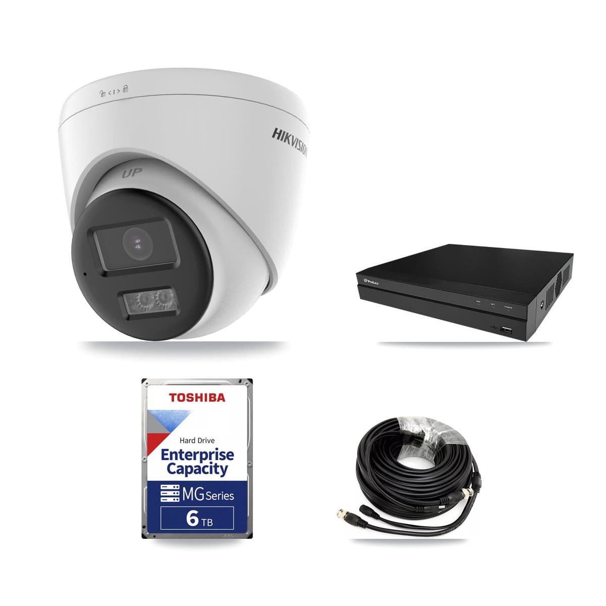 Hikvision & Prolux 8-Channel 5MP CCTV Kit — 1 DS-2CE78K0T + 4 DS-2CE78K0T Turret Cameras + 6TB Recording (PXD-5208AN Recorder) - Image 1