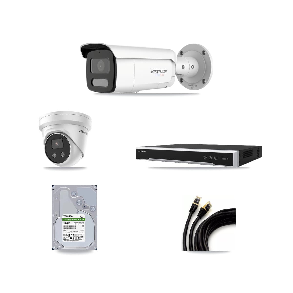 Hikvision 16-Channel 5MP – 4K CCTV Kit — 7 4K Bullet + 1 5MP Turret Cameras + 2× 10TB Recording - Image 1