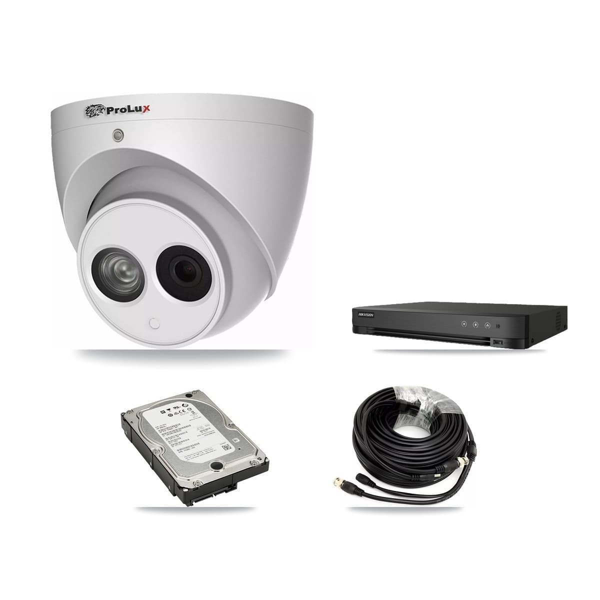 Prolux & Hikvision 8-Channel 4MP CCTV Kit — 4 Turret Cameras + 5TB Recording (IDS-7208HQHI Recorder) - Image 1