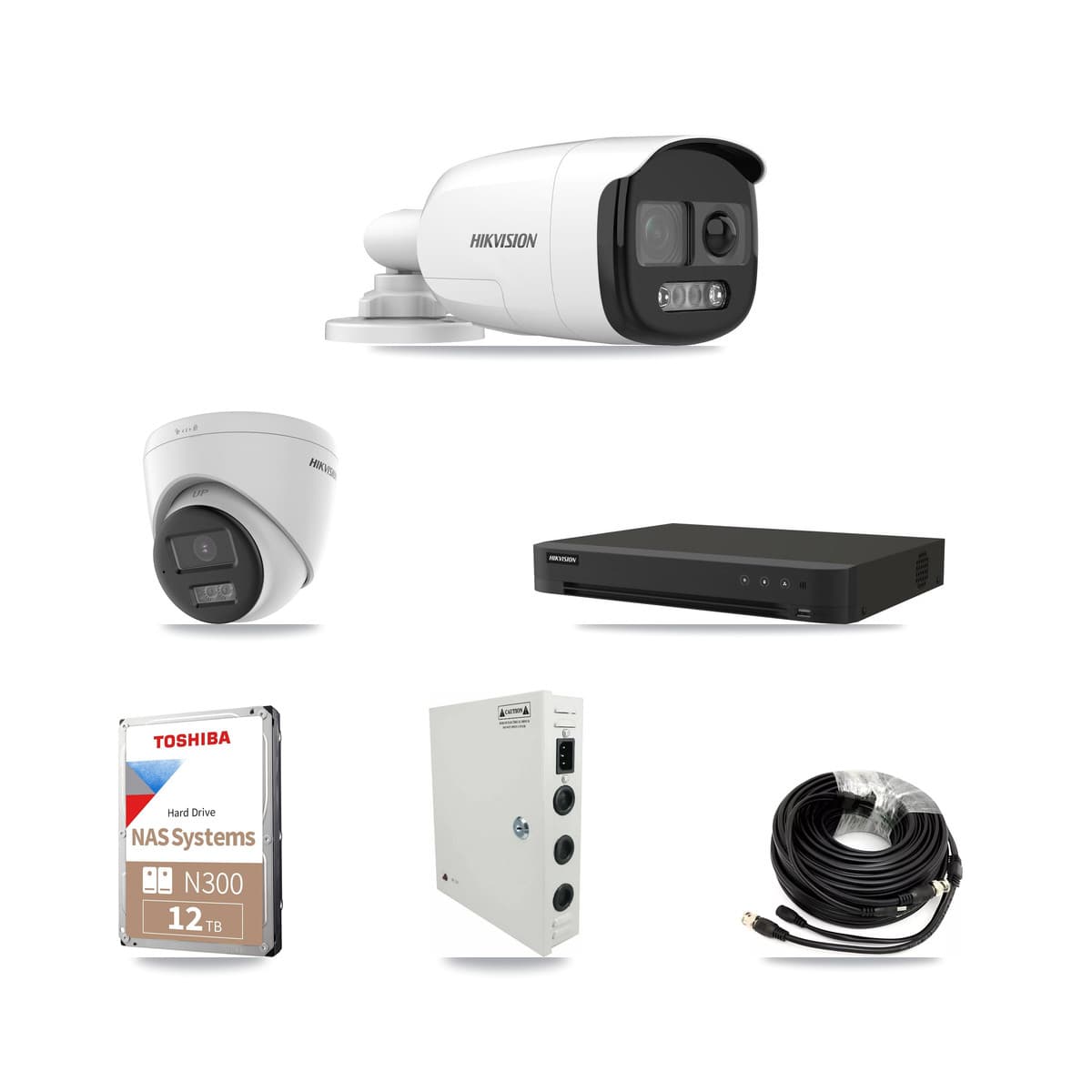 Hikvision 16-Channel 5MP CCTV Kit — 6 DS-2CE12KF3T-PIRXO Bullet + 6 DS-2CE78K0T-LTS Turret Cameras + 12TB Recording (IDS-7216HQHI-M1/XT Recorder) - Image 1