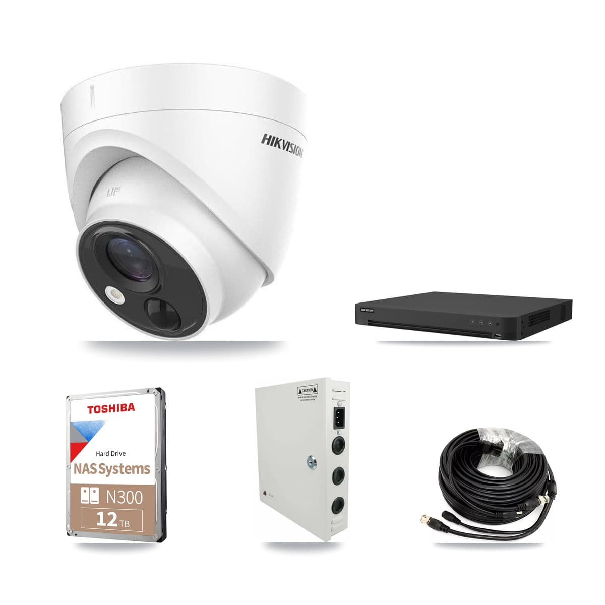 Hikvision 32-Channel 5MP CCTV Kit — 16 DS-2CE71H0T Turret Cameras + 2× 12TB Recording - Image 1