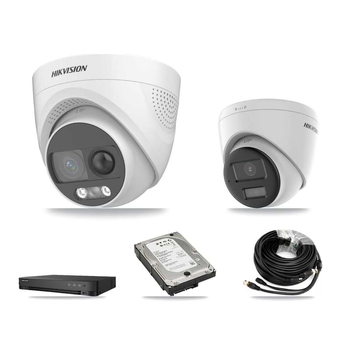 Hikvision 8-Channel 5MP CCTV Kit — 2 DS-2CE72KF3T + 2 DS-2CE78K0T Turret Cameras + 5TB Recording - Image 1