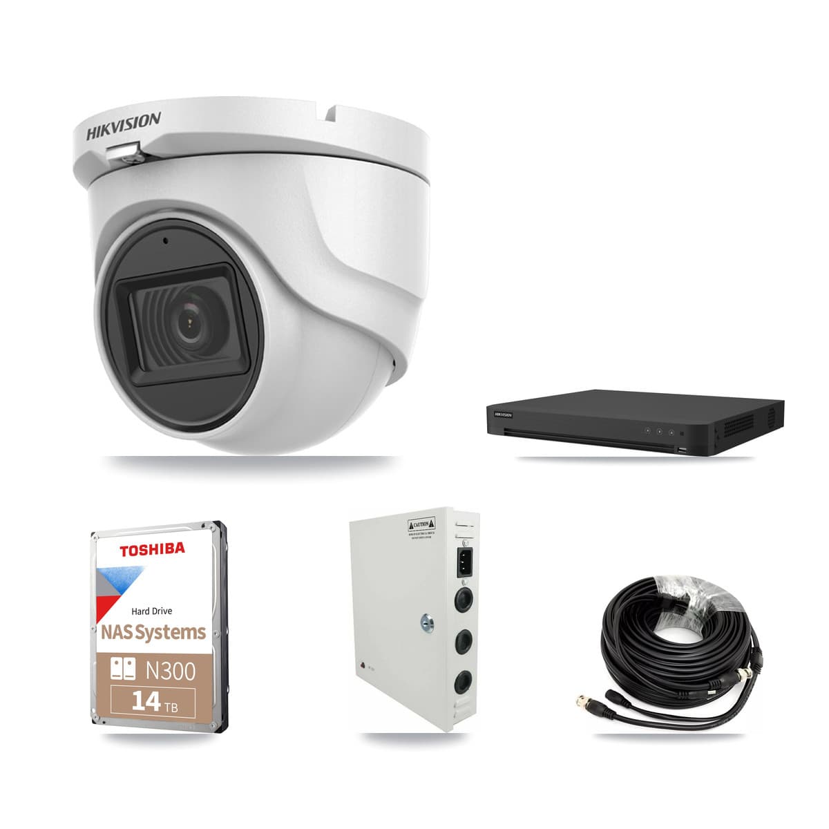 Hikvision 16-Channel 5MP CCTV Kit — 12 DS-2CE76H0T Turret Cameras + 14TB Recording - Image 1