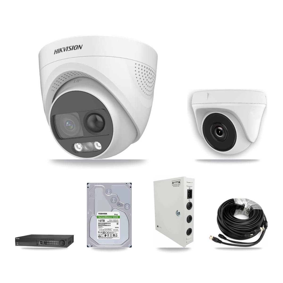Hikvision 32-Channel 2MP – 5MP CCTV Kit — 15 DS-2CE72KF3T 5MP Turret + 1 White HDT-2MP-N20W 2MP Dome Cameras + 2× 10TB Recording (DS-7332HQHI Recorder) - Image 1