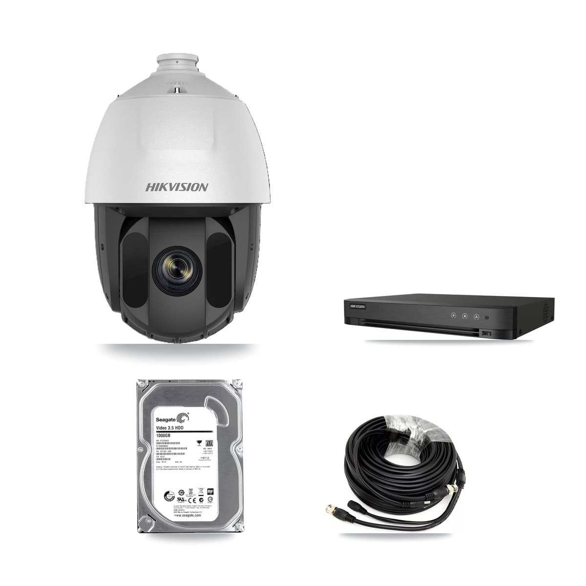 Hikvision 4-Channel 2MP CCTV Kit — 2 DS-2AE5225TI PTZ Cameras + 1TB Recording (IDS-7204HQHI Recorder) - Image 1