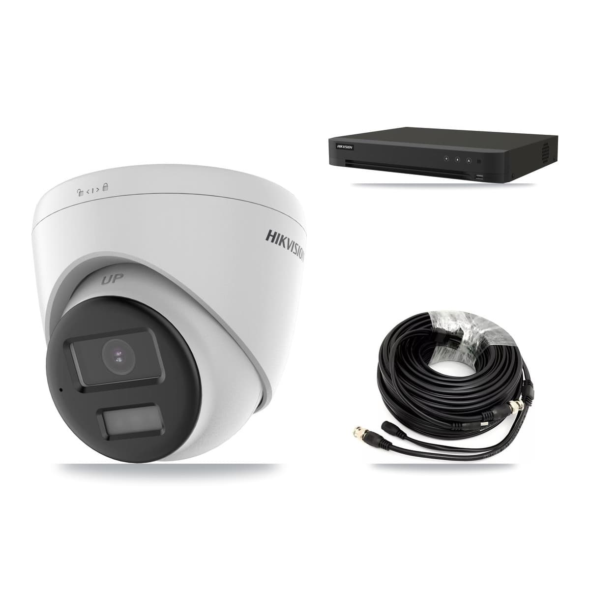 Hikvision 8-Channel 5MP CCTV Kit — 2 DS-2CE78K0T-LPTS Turret Cameras + 2TB Recording (IDS-7208HUHI-M1/XT Recorder) - Image 1