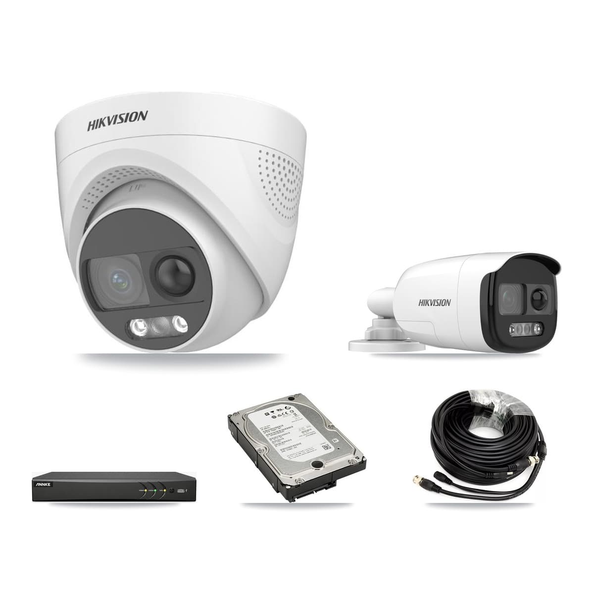Hikvision & ANNKE 4-Channel 5MP CCTV Kit — 1 DS-2CE12KF3T Bullet + 3 DS-2CE72KF3T Turret Cameras + 5TB Recording - Image 1
