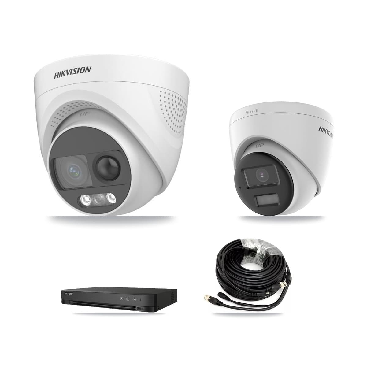 Hikvision 8-Channel 5MP CCTV Kit — 1 DS-2CE72KF3T + 1 DS-2CE78K0T Turret Cameras + 2TB Recording (IDS-7208HQHI Recorder) - Image 1