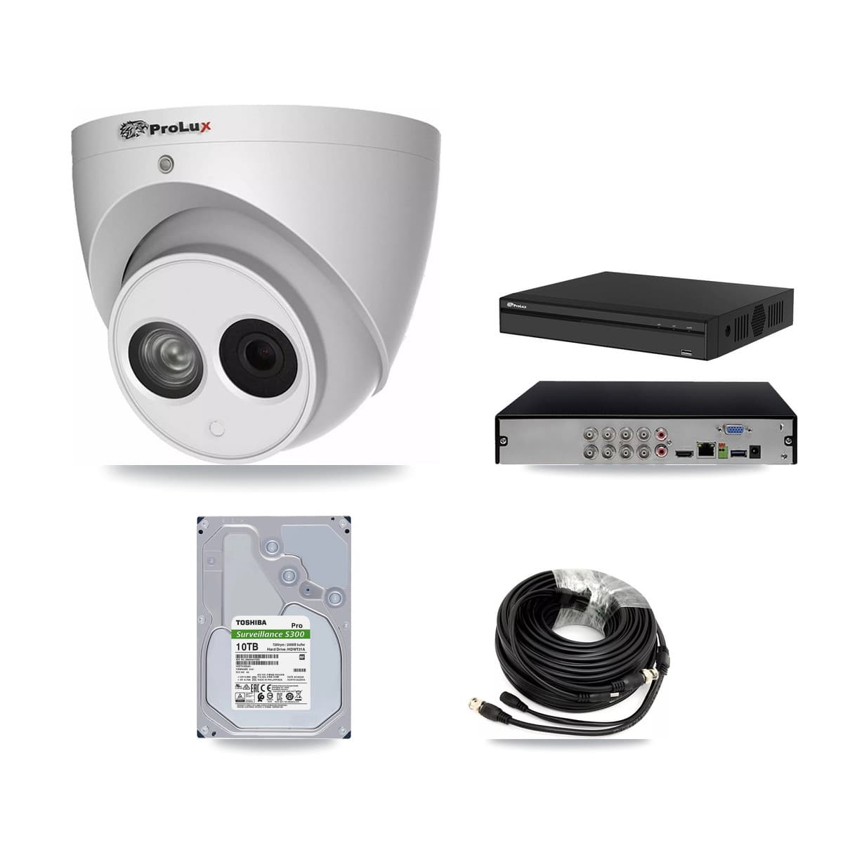 Prolux 8-Channel 4MP CCTV Kit — 7 Turret Cameras + 10TB Recording (PXD-5108HS Recorder) - Image 1