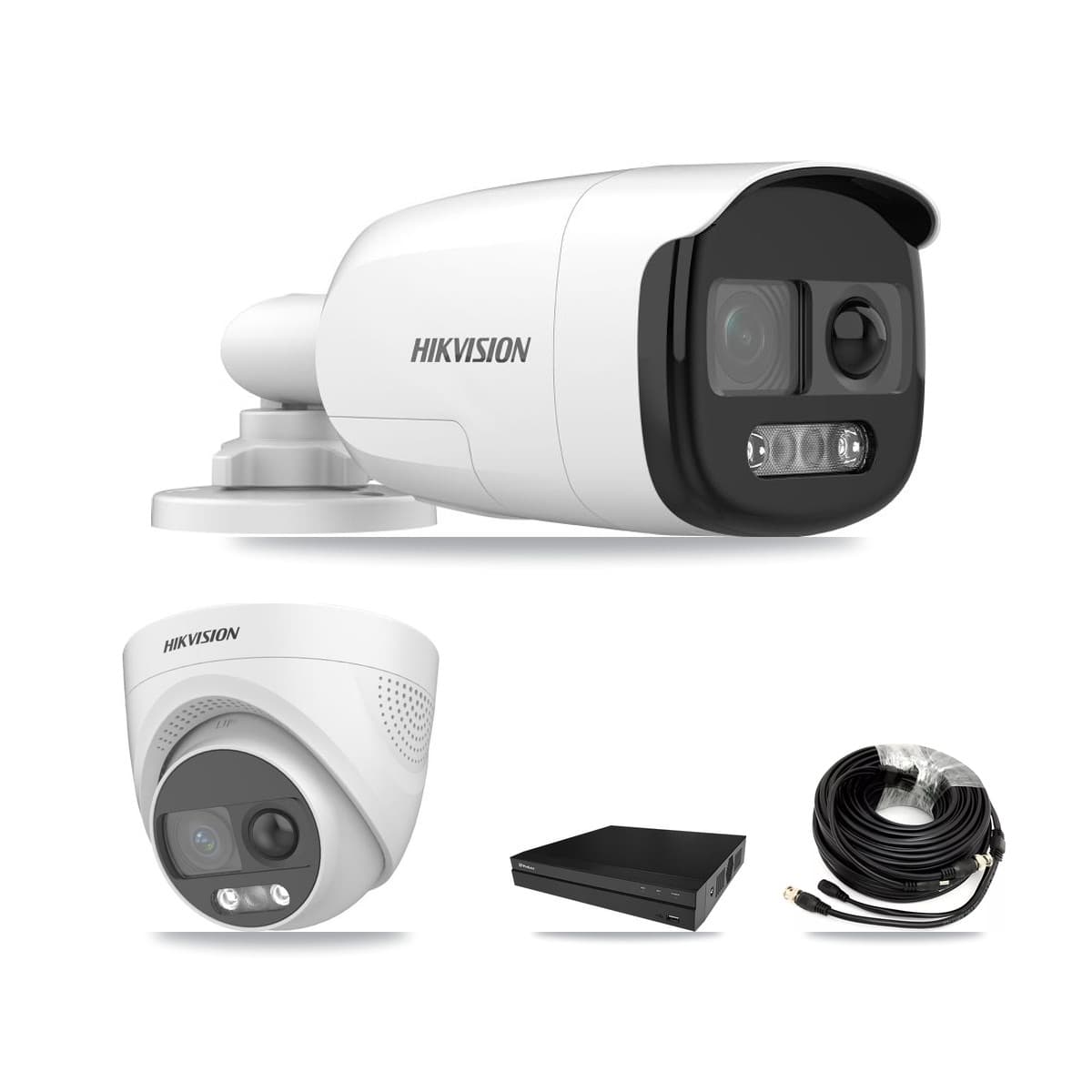 Hikvision & Prolux 8-Channel 5MP CCTV Kit — 1 DS-2CE12KF3T Bullet + 1 DS-2CE72KF3T Turret Cameras + 2TB Recording (PXD-5208AN Recorder) - Image 1