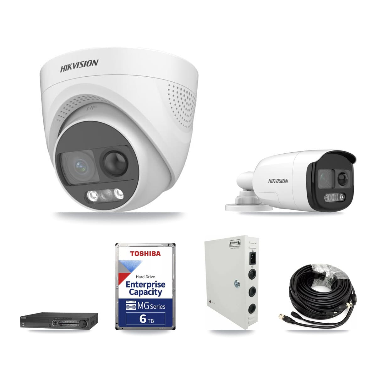 Hikvision 32-Channel 5MP CCTV Kit — 1 DS-2CE12KF3T Bullet + 13 DS-2CE72KF3T Turret Cameras + 3× 6TB Recording (DS-7332HQHI Recorder) - Image 1