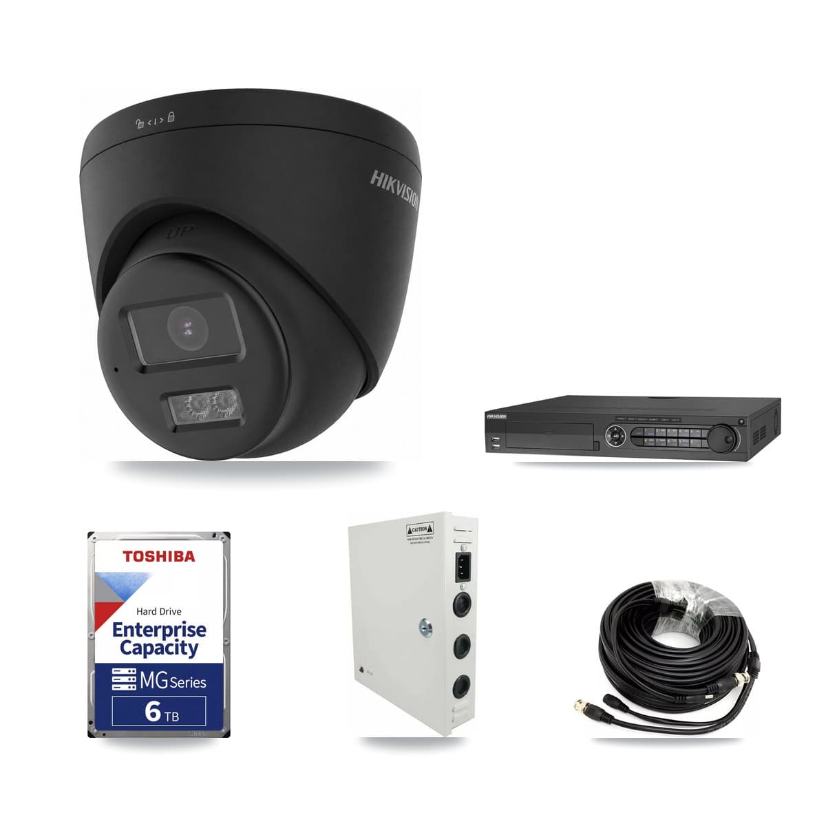 Hikvision 32-Channel 4K CCTV Kit — 17 Black Turret Cameras + 3× 6TB Recording - Image 1