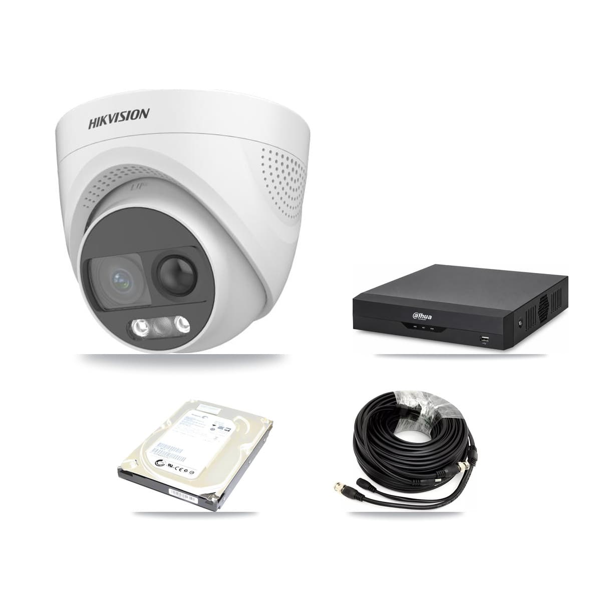 Hikvision & Dahua 4-Channel 5MP CCTV Kit — 1 DS-2CE72KF3T Turret Camera + 500GB Recording - Image 1