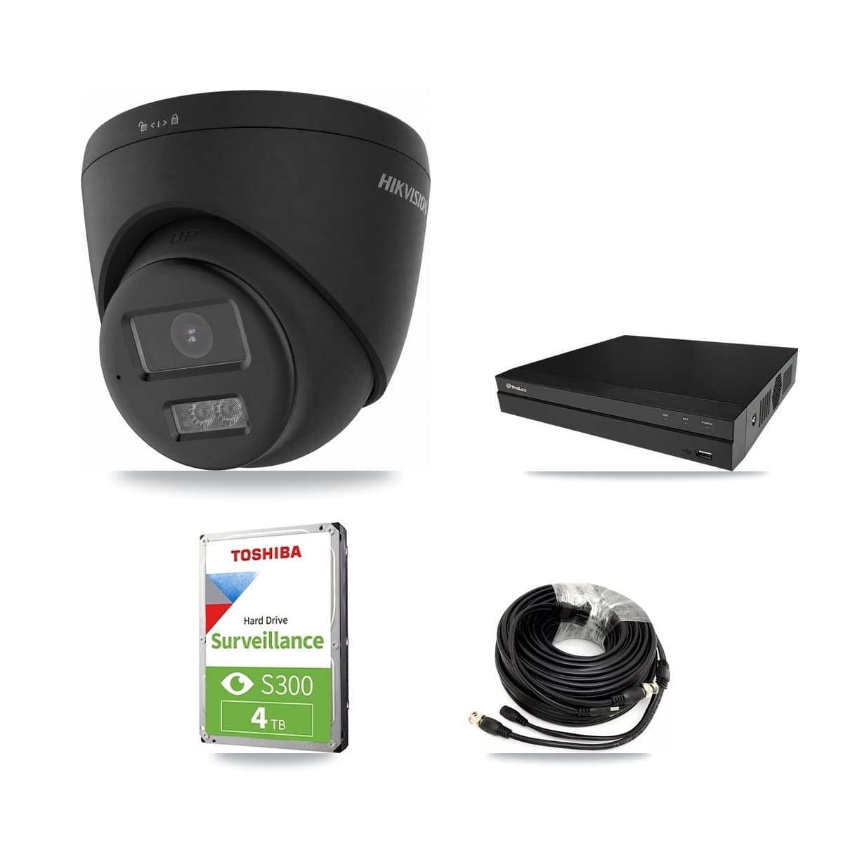 Hikvision & Prolux 8-Channel 4K CCTV Kit — 4 Black Turret Cameras + 4TB Recording - Image 1