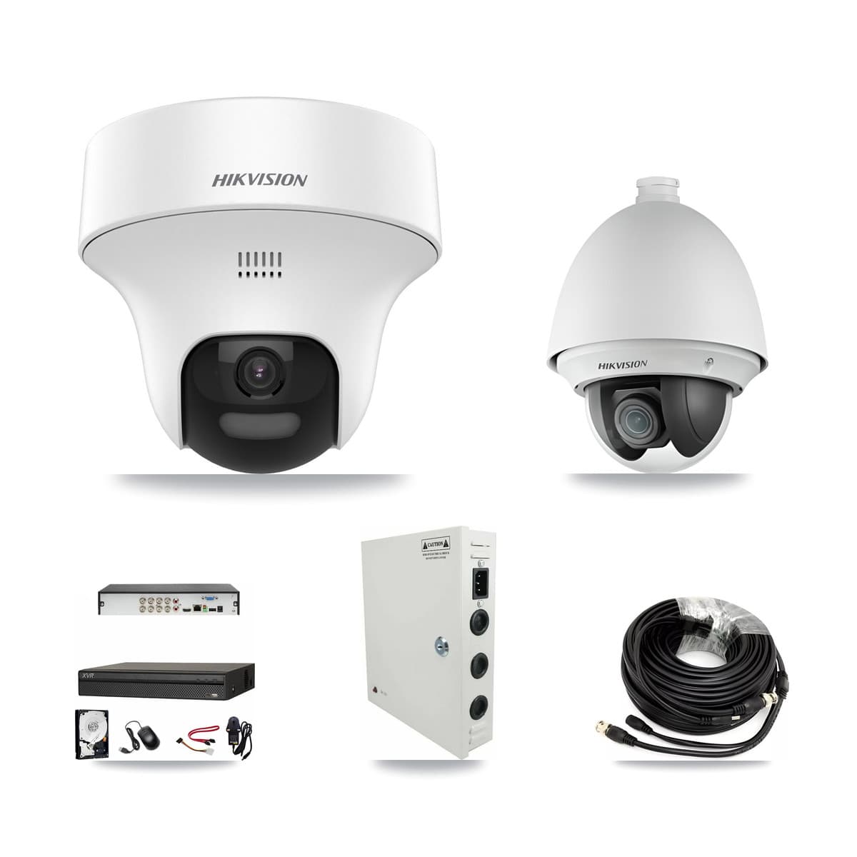 Hikvision & Dahua 8-Channel 2MP – 5MP CCTV Kit — 1 DS-2AE4225T 2MP PTZ + 5 DS-2CE70K0T 5MP Turret Cameras + 8TB Recording - Image 1