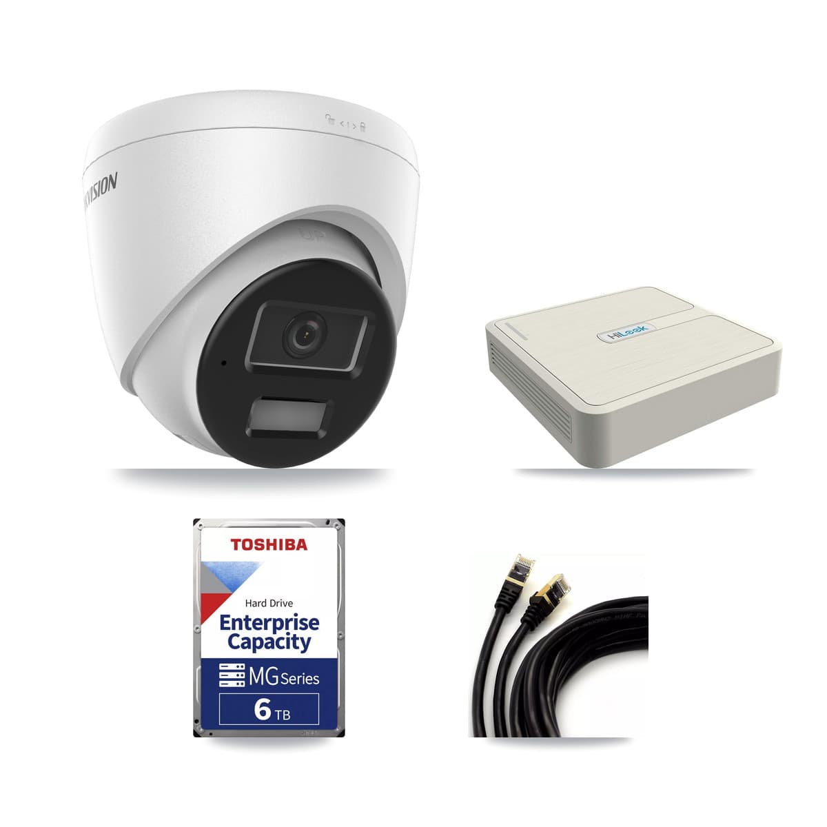 Hikvision & HiLook 8-Channel 4MP – 5MP CCTV Kit — 5 DS-2CD1343G2 4MP Turret + 1 LWA28PW-C3 5MP Dome Cameras + 6TB Recording - Image 1