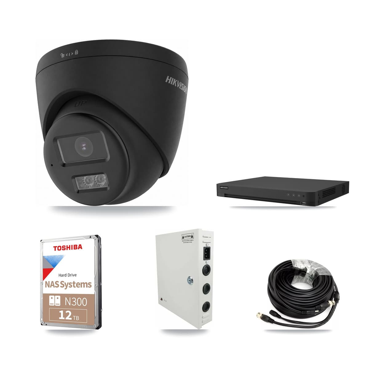 Hikvision 16-Channel 4K CCTV Kit — 16 Black DS-2CE78U0T Turret Cameras + 2× 12TB Recording - Image 1