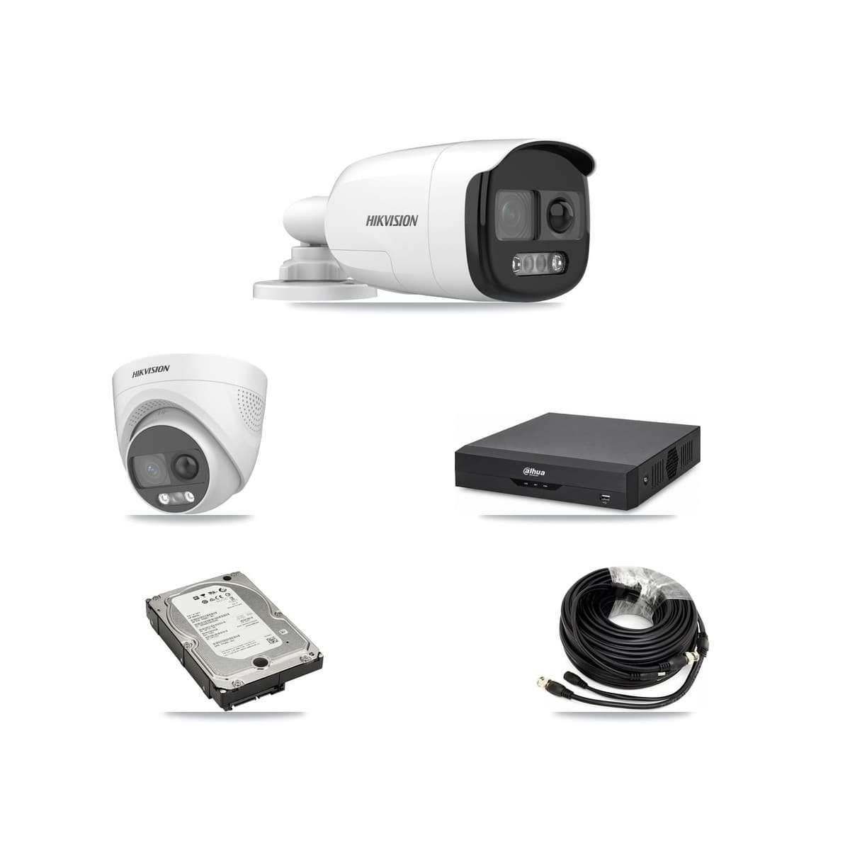 Hikvision & Dahua 4-Channel 5MP CCTV Kit — 3 DS-2CE12KF3T Bullet + 1 DS-2CE72KF3T Turret Cameras + 5TB Recording - Image 1