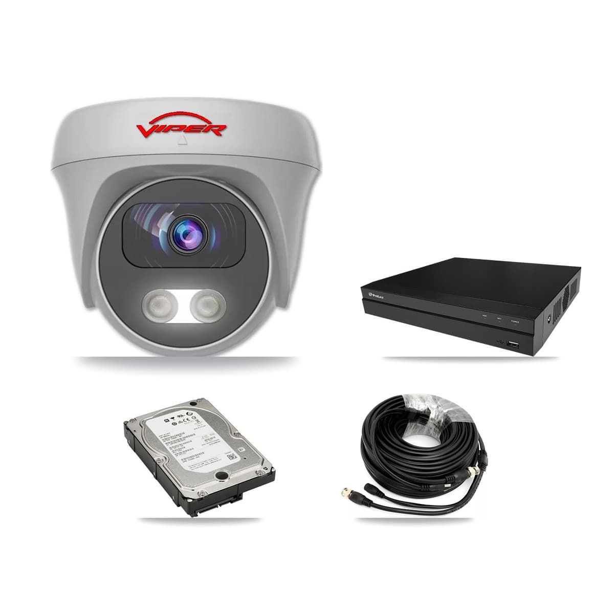 Viper & Prolux 8-Channel 5MP CCTV Kit — 4 White Cameras + 5TB Recording (PXD-5208AN Recorder) - Image 1