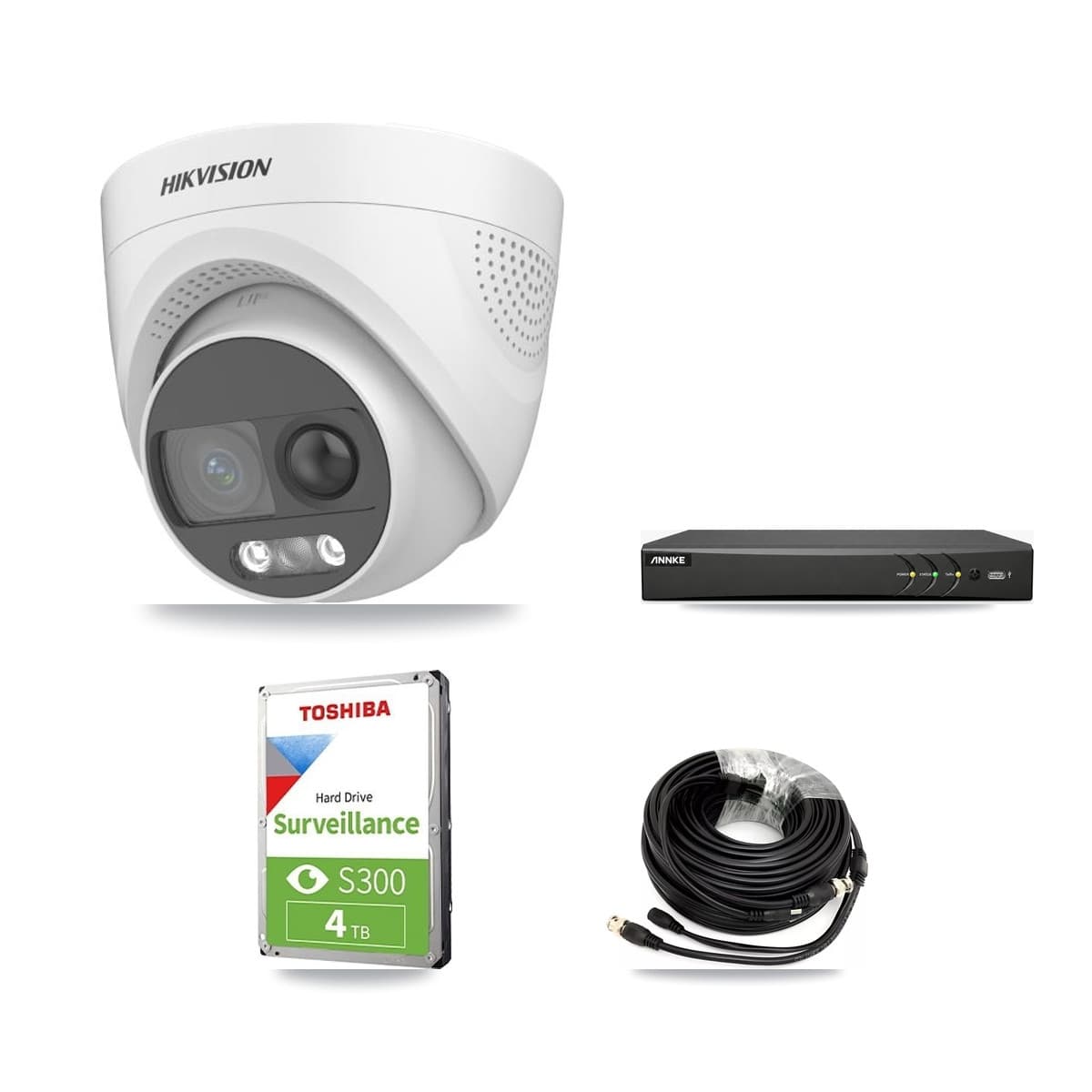 Hikvision & ANNKE 4-Channel 5MP CCTV Kit — 3 DS-2CE72KF3T Turret Cameras + 4TB Recording - Image 1