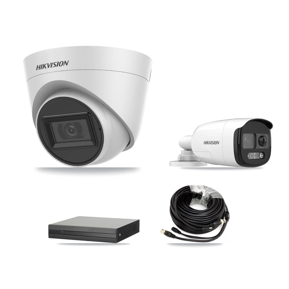 Hikvision 8-Channel 5MP CCTV Kit — 1 Bullet + 5 White Turret Cameras + 2TB Recording (XVR-3108HS Recorder) - Image 1