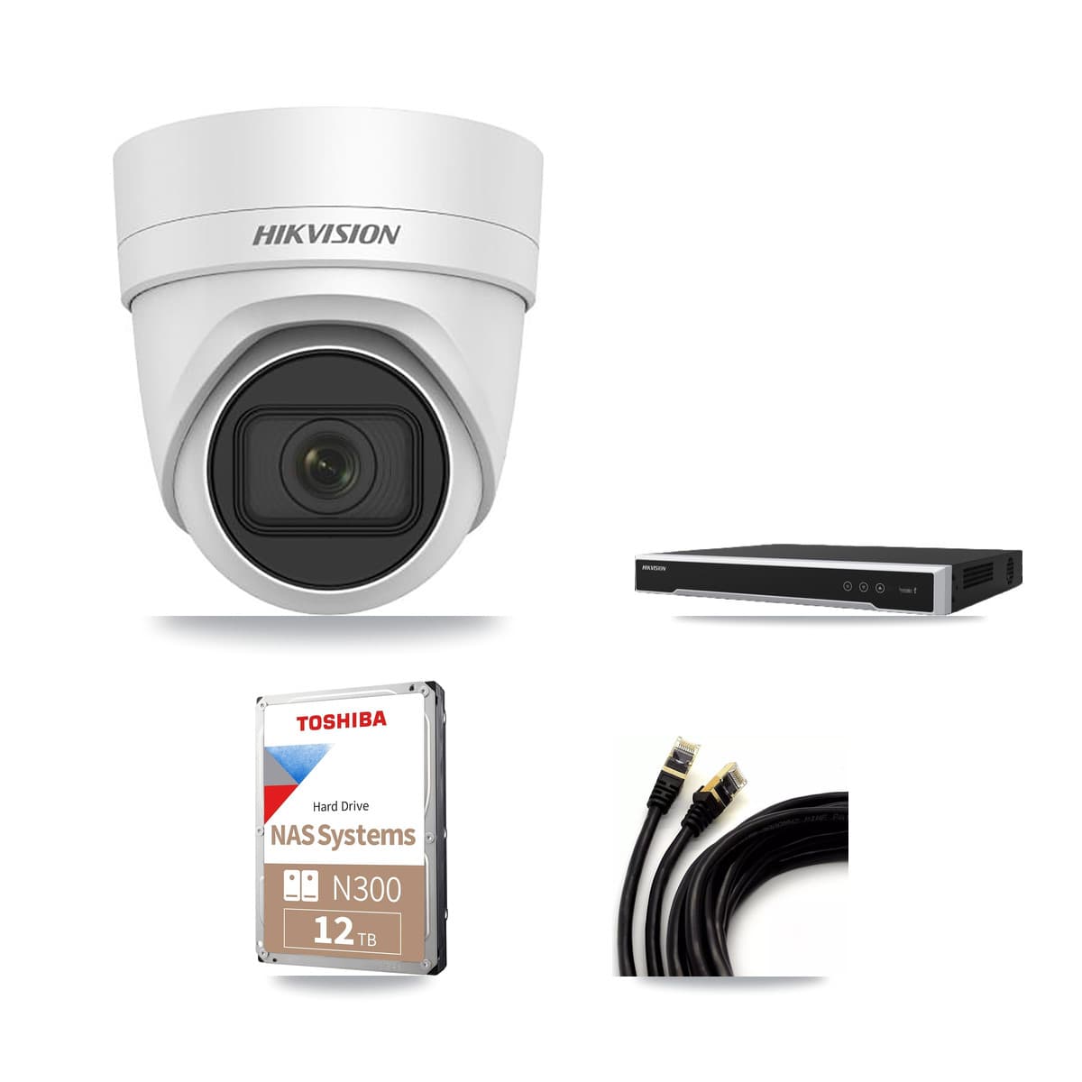 Hikvision 16-Channel 4K CCTV Kit — 8 DS-2CD2H83G0 Turret Cameras + 2× 12TB Recording - Image 1