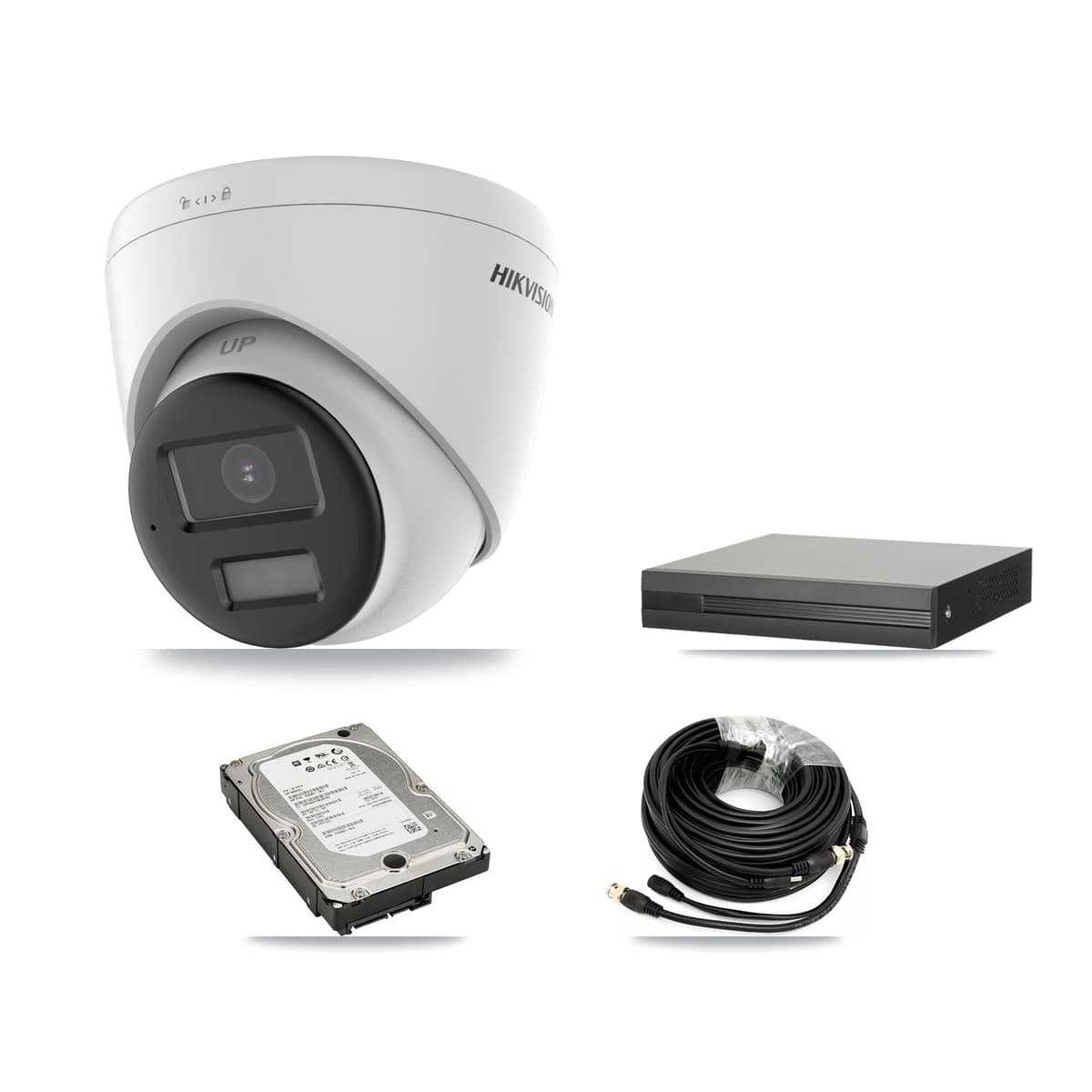 Hikvision 8-Channel 5MP CCTV Kit — 4 DS-2CE78K0T-LPTS Turret Cameras + 5TB Recording (XVR-3108HS-5MP-LITE Recorder) - Image 1