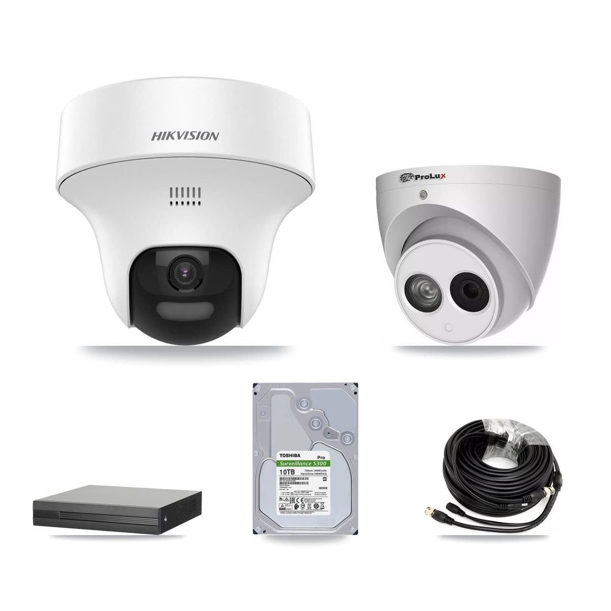 Hikvision & Prolux 8-Channel 4MP – 5MP CCTV Kit — 7 DS-2CE70K0T 5MP + 1 PXC-612C4W-A 4MP Turret Cameras + 10TB Recording (XVR-3108HS Recorder) - Image 1