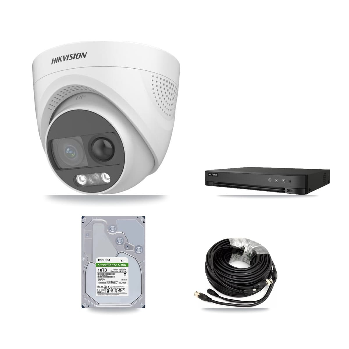 Hikvision 8-Channel 5MP CCTV Kit — 7 DS-2CE72KF3T Turret Cameras + 10TB Recording (IDS-7208HQHI Recorder) - Image 1