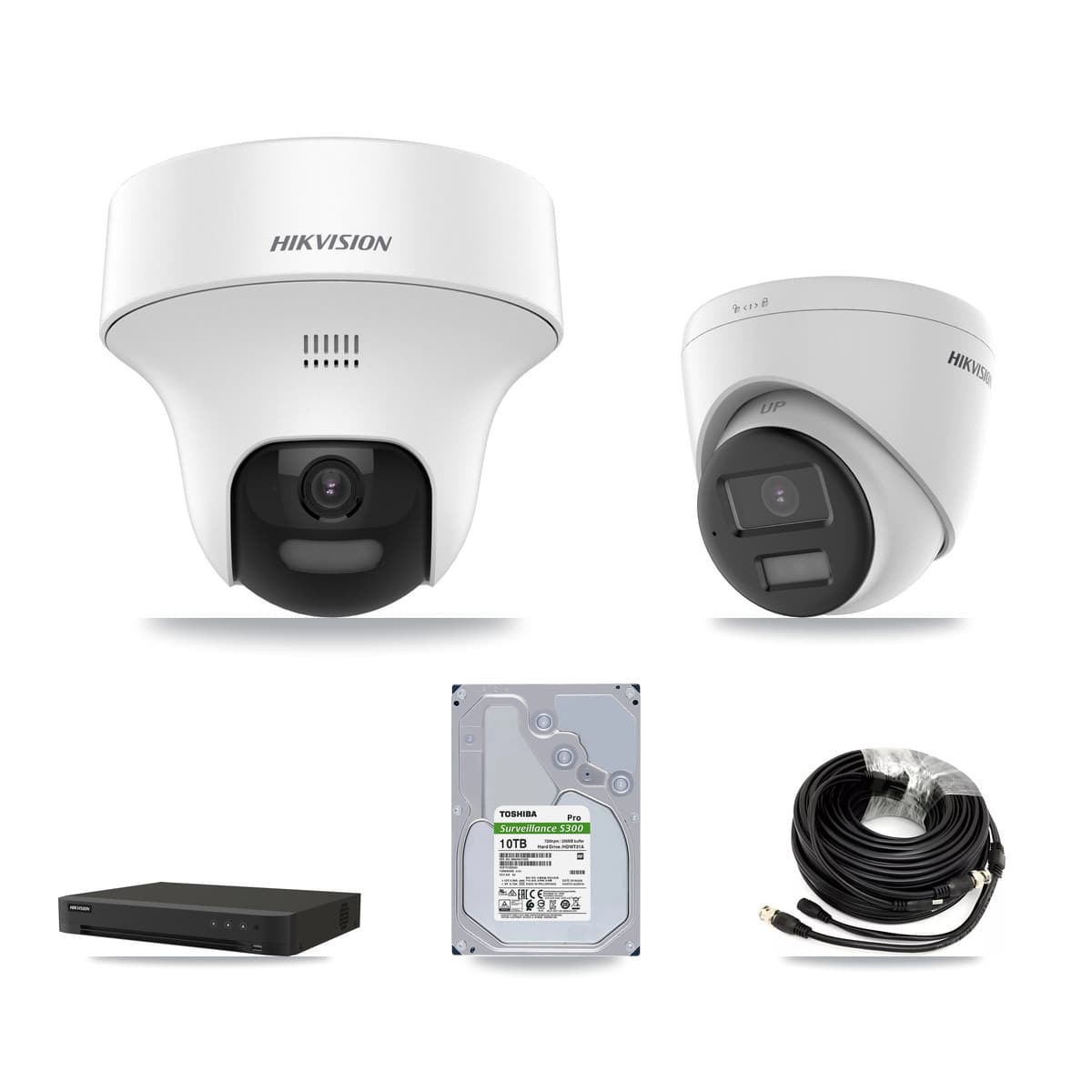 Hikvision 16-Channel 5MP CCTV Kit — 5 DS-2CE70K0T + 2 DS-2CE78K0T Turret Cameras + 10TB Recording (IDS-7216HQHI Recorder) - Image 1