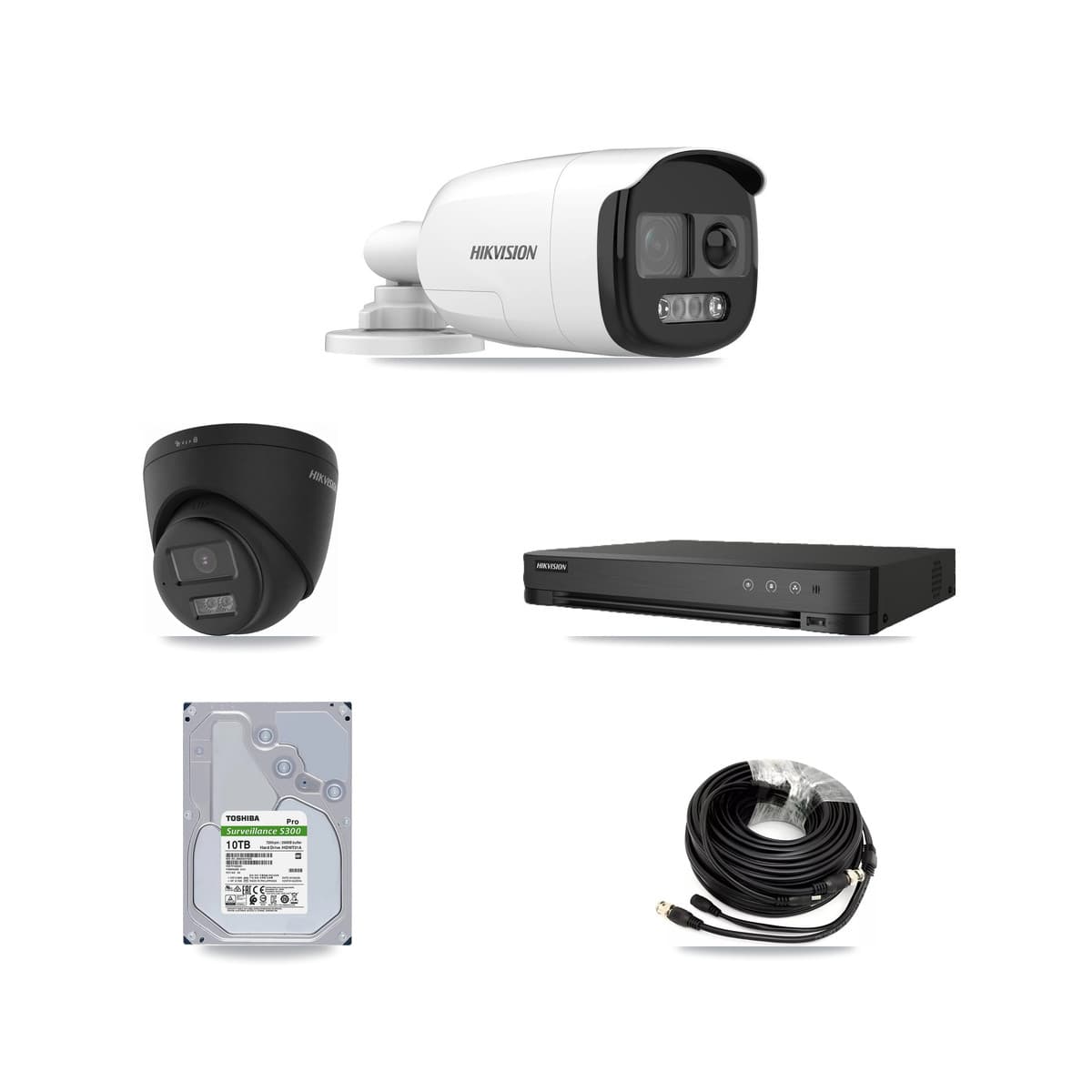 Hikvision 8-Channel 5MP – 4K CCTV Kit — 5 5MP Bullet + 2 Black 4K Turret Cameras + 10TB Recording - Image 1