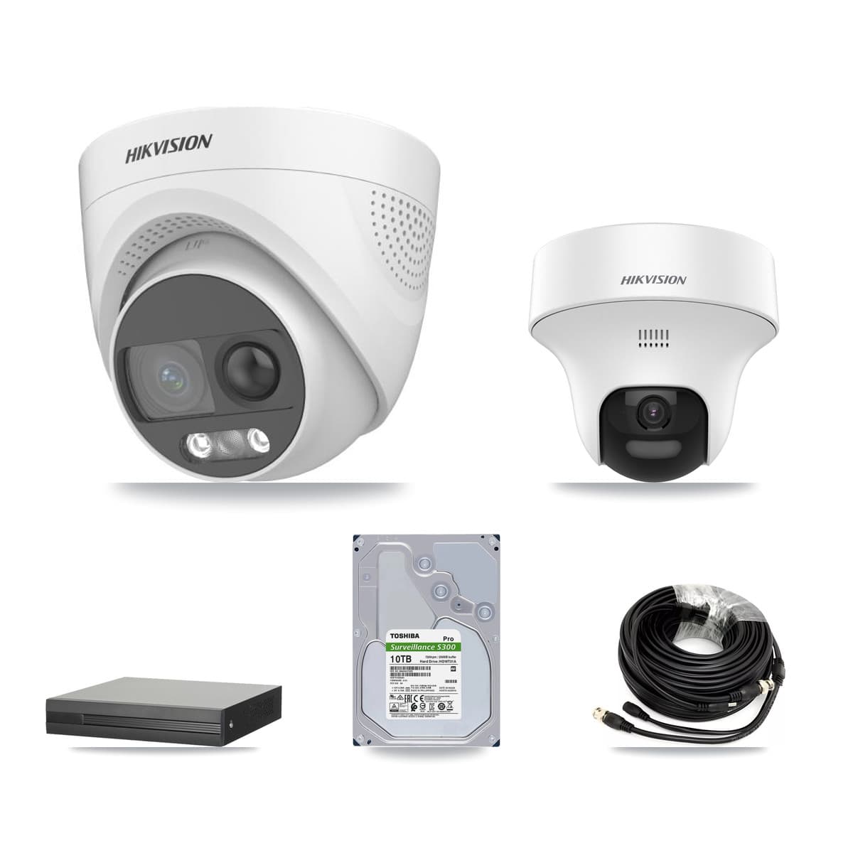 Hikvision 8-Channel 5MP CCTV Kit — 2 DS-2CE70K0T + 6 DS-2CE72KF3T Turret Cameras + 10TB Recording (XVR-3108HS Recorder) - Image 1