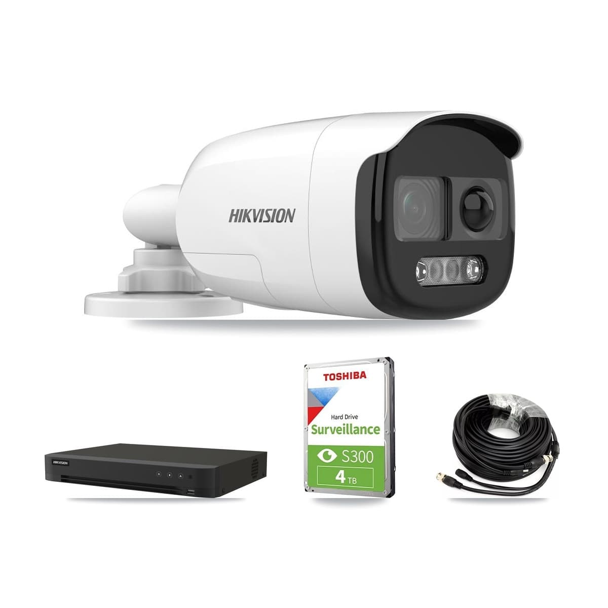 Hikvision 8-Channel 5MP CCTV Kit — 8 DS-2CE12KF3T-PIRXO Bullet Cameras + 4TB Recording (IDS-7208HUHI-M1/XT Recorder) - Image 1
