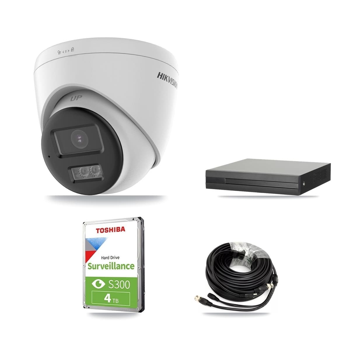 Hikvision 16-Channel 5MP CCTV Kit — 2 DS-2CE78K0T-LTS Turret Cameras + 4TB Recording (XVR-3116HS-5MP-LITE Recorder) - Image 1