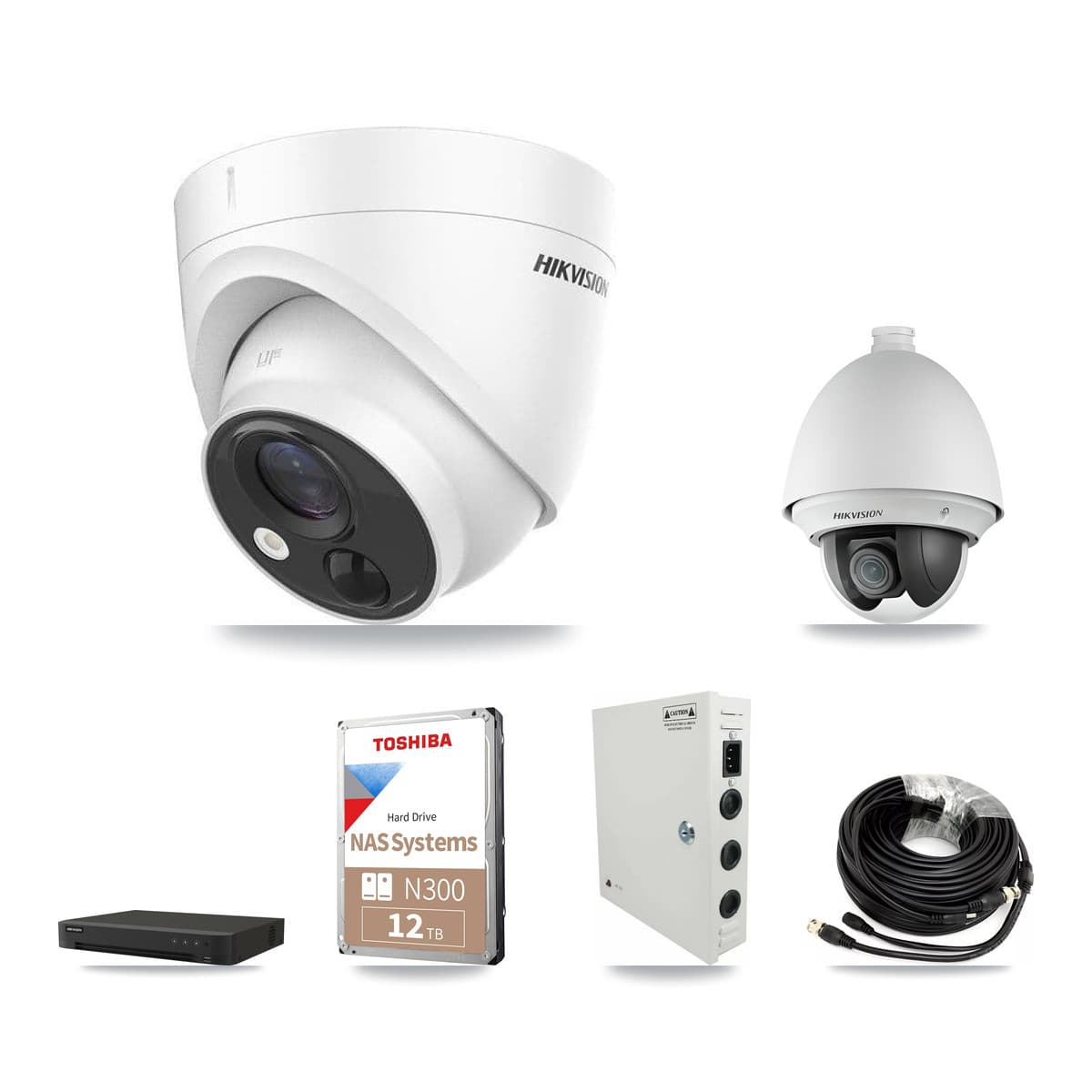 Hikvision 16-Channel 2MP – 5MP CCTV Kit — 1 DS-2AE4225T 2MP PTZ + 13 DS-2CE71H0T 5MP Turret Cameras + 12TB Recording - Image 1